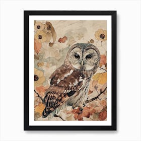 Boreal Owl Japanese Painting 3 Art Print