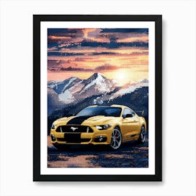 Ford Mustang At Sunset Art Print