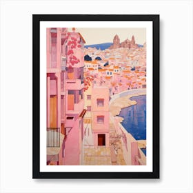 Cartagena Spain 3 Vintage Pink Travel Illustration Affiche