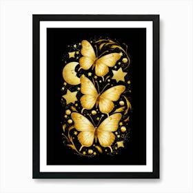Golden Butterflies Art Print
