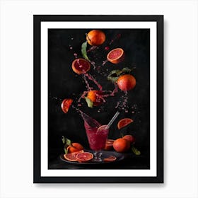 Fruits Water Orange Fresh Art Print