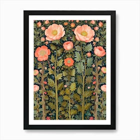 William Morris Rose Poppies Art Print