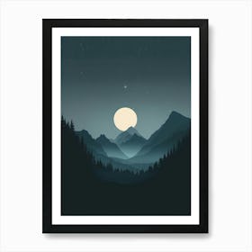 Moonlight In The Mountains Art Print