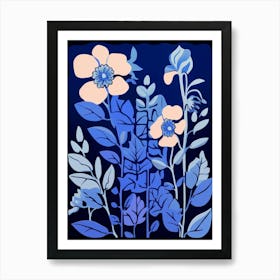 Blue Flower Illustration Aconitum 1 Art Print