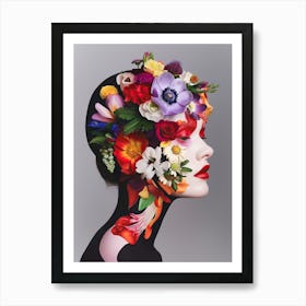 "Floral Face Art Beauty Portrait" Art Print