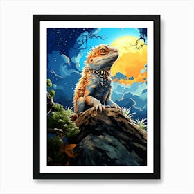 Lizard In The Moonlight Art Print