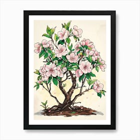 Cherry Blossom Tree Storybook Illustration 4 Art Print