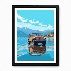 A Jeep Wrangler In The Lake Como Italy Illustration 3 Art Print