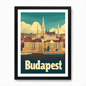 Aihrgdesign A Retro Travel Poster For Budapest Featuring The 3 Art Print