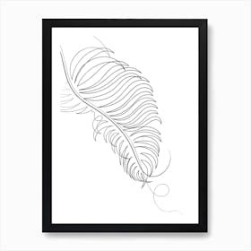 Palm Leaf Line Drawing Black & White Art Print