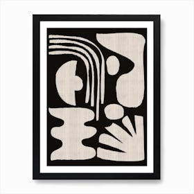 Abstract Mid-Century Modern Black and White Composition Art Print