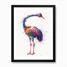 Ostrich Colourful Watercolour 2 Art Print