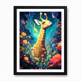 Giraffe In The Forest Art Print