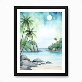 Watercolour Of Anse Source D Argent   La Digue Seychelles 3 Art Print