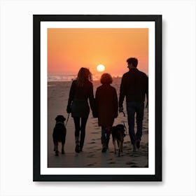 A Jubilant Family Of Four A Pair Of Young And Old Alongside A Couple Of Dogs Who Belong To Them S (2) Art Print