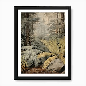 Vintage Jungle Botanical Illustration Ferns 4 Art Print