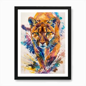 Puma Colourful Watercolour 2 Art Print