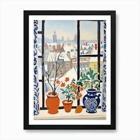 The Windowsill Of Bruges   Belgium Snow Inspired By Matisse 4 Poster