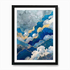 Blue And Gold Clouds Art Print