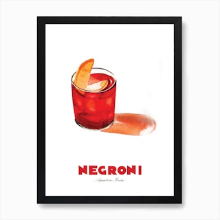 Negroni Cocktail Painting Art Print