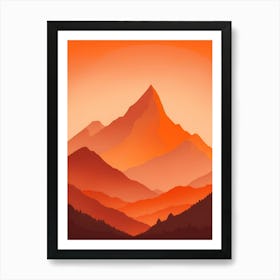 Misty Mountains Vertical Composition In Orange Tone 58 Art Print