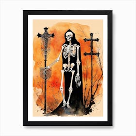 Vintage Halloween Gothic Skeleton Painting (23) Art Print
