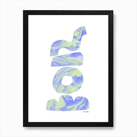 Marbling Green Shapes Art Print