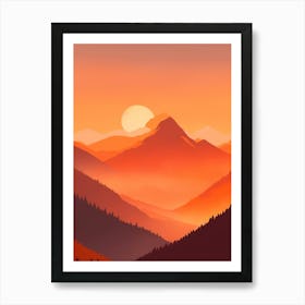 Misty Mountains Vertical Composition In Orange Tone 1 Art Print