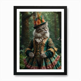 Cat In Victorian Costume 1 Art Print