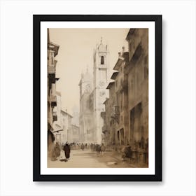 Antique Architecture Sketch Art Print