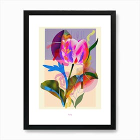 Tulip 3 Neon Flower Collage Poster Art Print