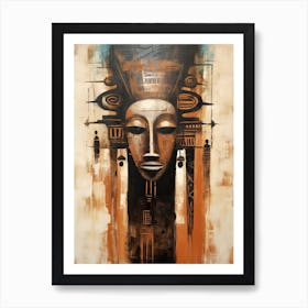 Cultural Odyssey: African Tribal Mask Showcase Art Print