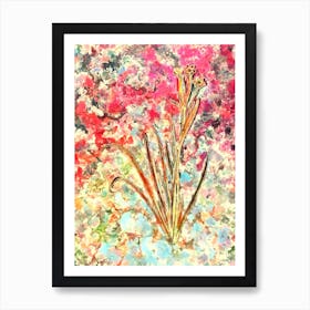 Impressionist Bermudiana Botanical Painting in Blush Pink and Gold n.0044 Art Print