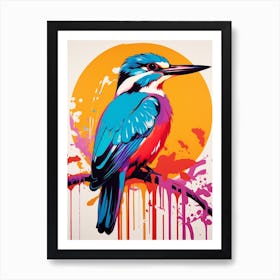 Andy Warhol Style Bird Kingfisher 2 Art Print