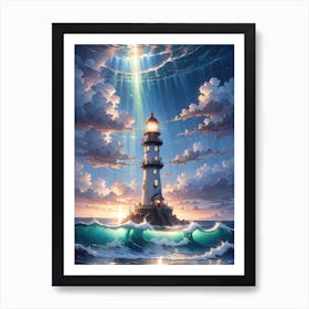 A Lighthouse In The Middle Of The Ocean 41 Art Print