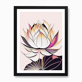 Lotus Flower Pattern Abstract Line Drawing 1 Art Print