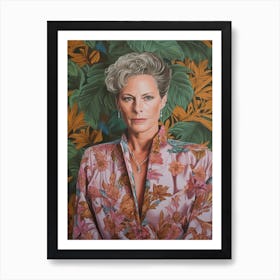 Floral Handpainted Portrait Of Jamie Lee Curtis 2 Art Print