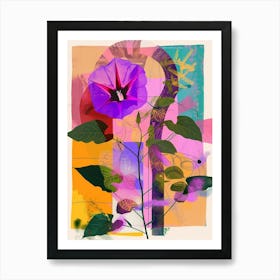 Morning Glory 8 Neon Flower Collage Art Print