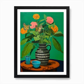 Flowers In A Vase Still Life Painting Lantana 1 Art Print