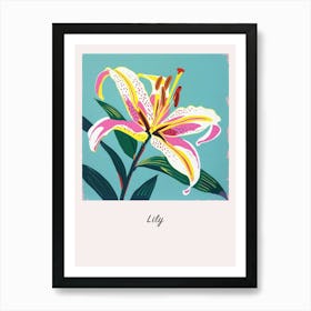 Lily 1 Square Flower Illustration Poster Affiche