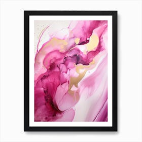 Pink, White, Gold Flow Asbtract Painting 0 Art Print