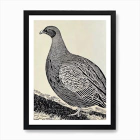 Grouse 2 Linocut Bird Art Print