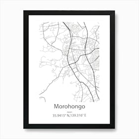 Morohongo,Japan Minimalist Map Art Print