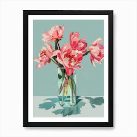 Pink Peonies In A Vase Art Print