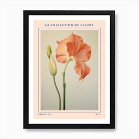 Amaryllis 2 French Flower Botanical Poster Art Print