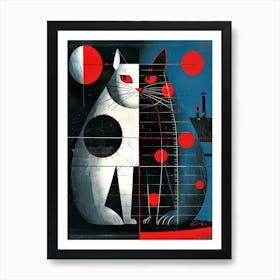 Cat And Moon Art Print