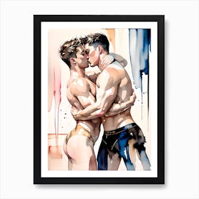 Kissing Gay Male Couple Art Print