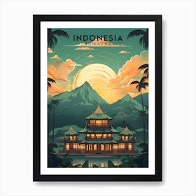 Indonesia Sumatra Retro Travel Art Print