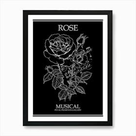 Rose Musical Line Drawing 4 Poster Inverted Art Print