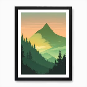 Misty Mountains Vertical Composition In Green Tone 45 Art Print